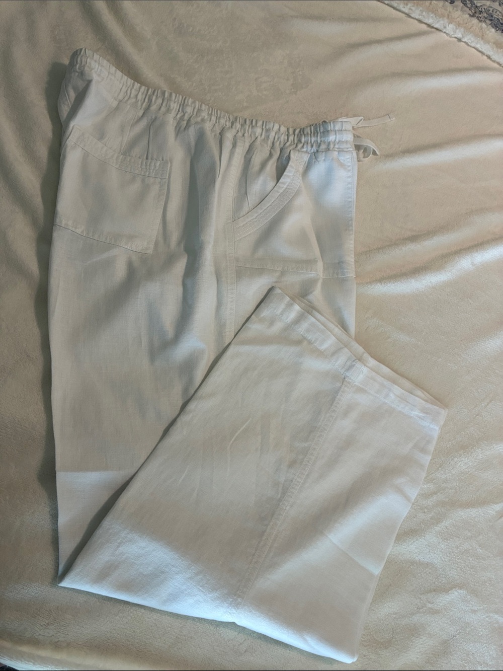 Cato White Women's Elastic Waist Trousers